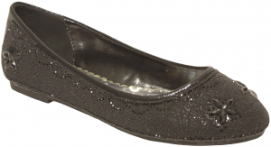 LADIES FLAT SHOES & RHINESTONES (BLACK)